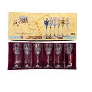 Royal Crystal Rock Crystal Liqueur Cordial Glasses Set of 6 Raffaello Italy